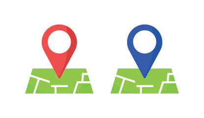 Location pin on stylized map, navigation marker icon, GPS waypoint vector