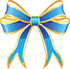 A beautifully designed vibrant blue bow with golden edges perfect for gift wrapping