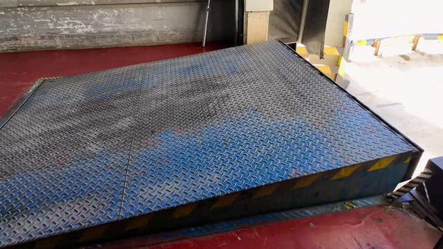 Truck unloading door in logistics warehouse polygon for large tonnage trucks.