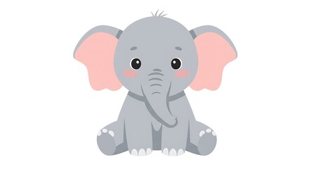 Naklejka premium Adorable cartoon baby elephant illustration, perfect for children's themes and whimsical designs