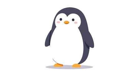 Obraz premium A charming vector illustration showcasing the adorable concept of a friendly, happy cartoon penguin standing upright with a cheerful expression, perfect for children's designs and winter themes