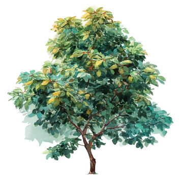 Watercolor-style vector illustration of Sassafras Tree, isolated on a clean white background.