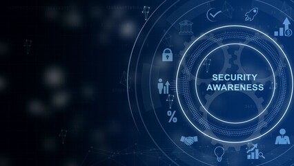 Inscription Security Awareness. Information Security Skills Management Service. 3d illustration