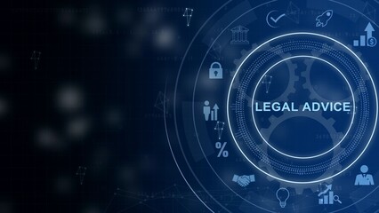 Business, Technology, Internet and network concept. Labor law, Lawyer, Attorney at law, Legal advice concept on virtual screen. 3d illustration