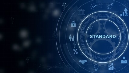 Standard quality control. Certification. Business, technology, internet and networking concept. 3d illustration