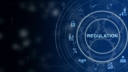 Business, Technology, Internet and network concept. Regulation Compliance Rules Law Standard. 3d illustration
