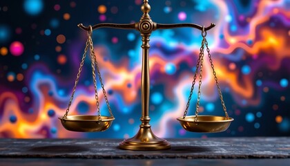 Justice the Cosmos Amidst Vibrant Nebulae