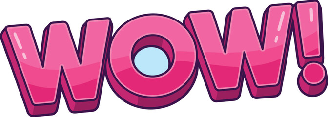 A dynamic pink cartoon wow exclamation bringing an incredible feeling of joy and amazement