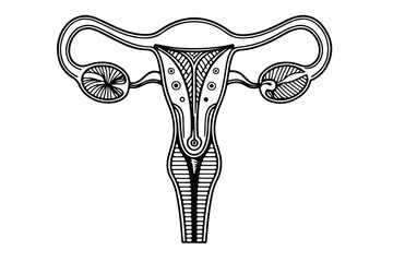 Minimal uterus icon continuous one line drawing vector