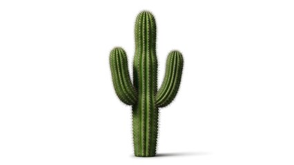 Photorealistic 3D render of a green Saguaro cactus isolated on white background