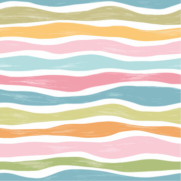Pastel wavy horizontal stripes seamless pattern, minimal Scandinavian design