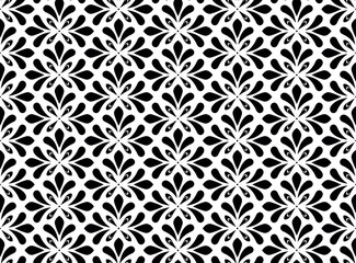 Flower geometric pattern. Seamless vector background. White and black ornament.
