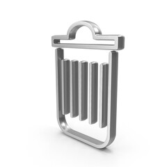 Silver Trash Bin Icon For Delete And Remove