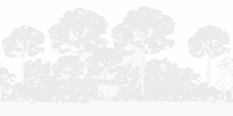 Obraz premium A grayscale silhouette of trees and a building against a plain background