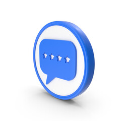 Blue Chat Message Icon With Star Review Indicator