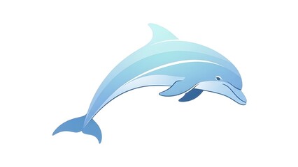 Fototapeta premium Light Blue Dolphin Jumps Isolated Vector Graphic