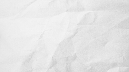 Crumpled paper texture black background. White wrinkled sheet. Overlay effect image