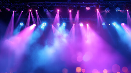 ピンクと青のレーザー光線が交差するコンサートステージの背景