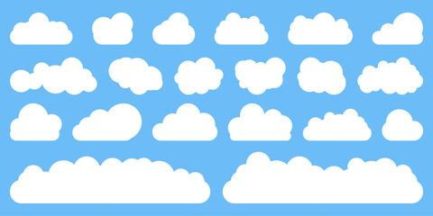 Fototapeta premium Simple Flat Cloud Icon Set for Web Design