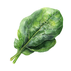 Obraz premium Spinach Leaf in watercolor style, vector illustration, isolated on white background.