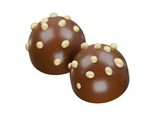 chocolate nut icon 3d illustration render