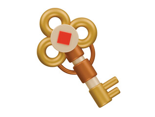 golden keys icon 3d illustration render
