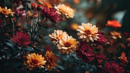 Floral scene with chrysanthemums.