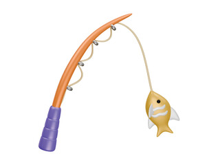 fishing with rod icon 3d illustration render