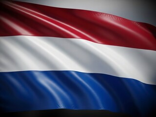 Fototapeta premium The Dutch flag is waving in the wind with vibrant red, white, and blue colors
