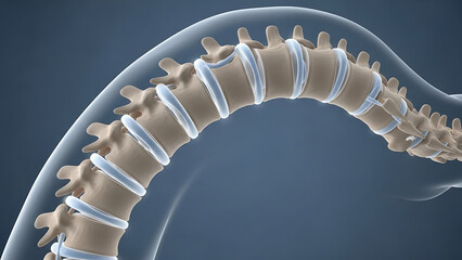 Detailed 3D rendering of the human spine, showcasing healthy vertebral structure and intervertebral discs, an essential visual for understanding spinal health and anatomy