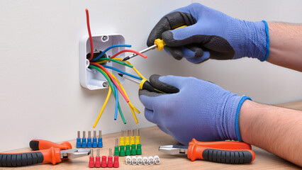 electrician working with electric wires
