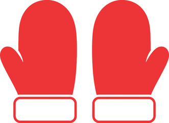 Pair of red christmas mittens icon