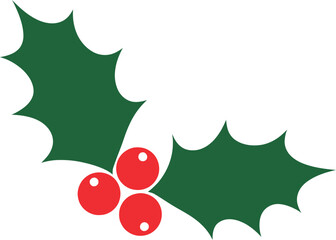 Simple illustration of holly leaves and red berries for christmas decoration