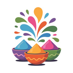 Colorful powder piles and splash illustration a vibrant festive design