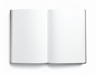 Naklejka premium Open Blank Book with Brown Spine and White Pages on a White Background image photo