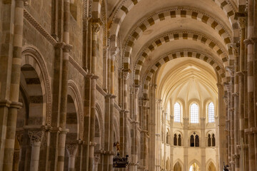 Naklejka premium Vezelay Basilica Sainte Marie Madeleine Romanesque architecture interior