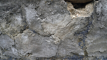 Cracked and Weathered Old Cement Wall Texture Close-up