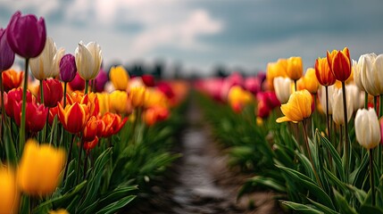 Vibrant tulips bathed in soft natural light.