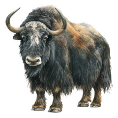 A watercolor painting of Yak, vector illustration on white background.