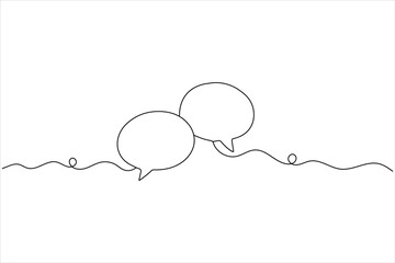 Continuous line speech bubble with heart accents