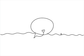 Continuous line speech bubble with heart accents