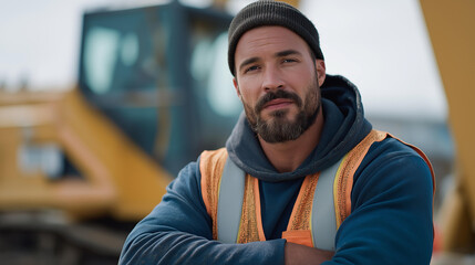 Fototapeta premium A construction site locking high-risk equipment in RFID-enabled storage cages, access granted only to certified workers whose badges carry real-time safety credentials. cinematic color correction,