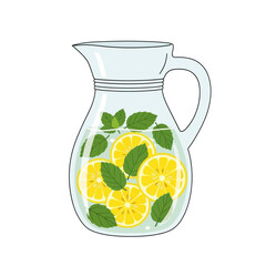 Refreshing Lemonade Pitcher with Mint Leaves