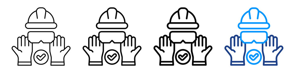 Safety Equipment Icon Different Style Outline Collection Set.