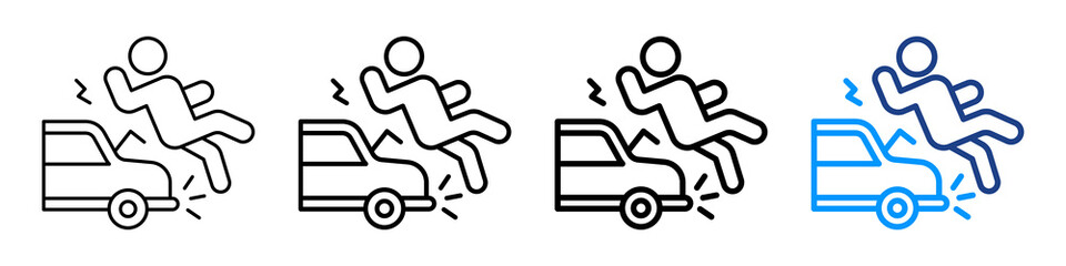 Accident Icon Different Style Outline Collection Set.