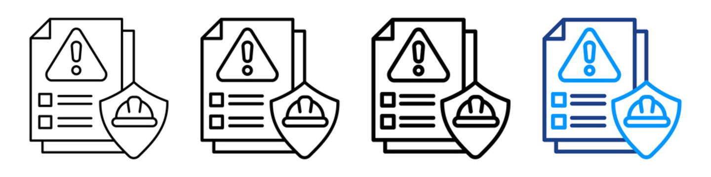 Safety Data Sheet Icon Different Style Outline Collection Set.