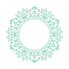 Decorative frame Elegant vector element for design in Eastern style, place for text. Floral green and white border. Lace illustration for invitations and greeting cards