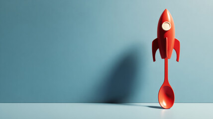 Fototapeta premium growth acceleration measuring spoon launching bar icon like rocket, clean metaphor, focused lighting