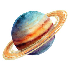 Saturn Rings, watercolor illustration, vector style, isolated on a white background. © Andrews