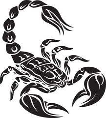 Black Scorpion Tribal Silhouette Vector Illustration Isolated on White Background